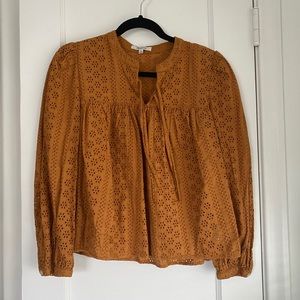 Madewell mustard eyelet blouse